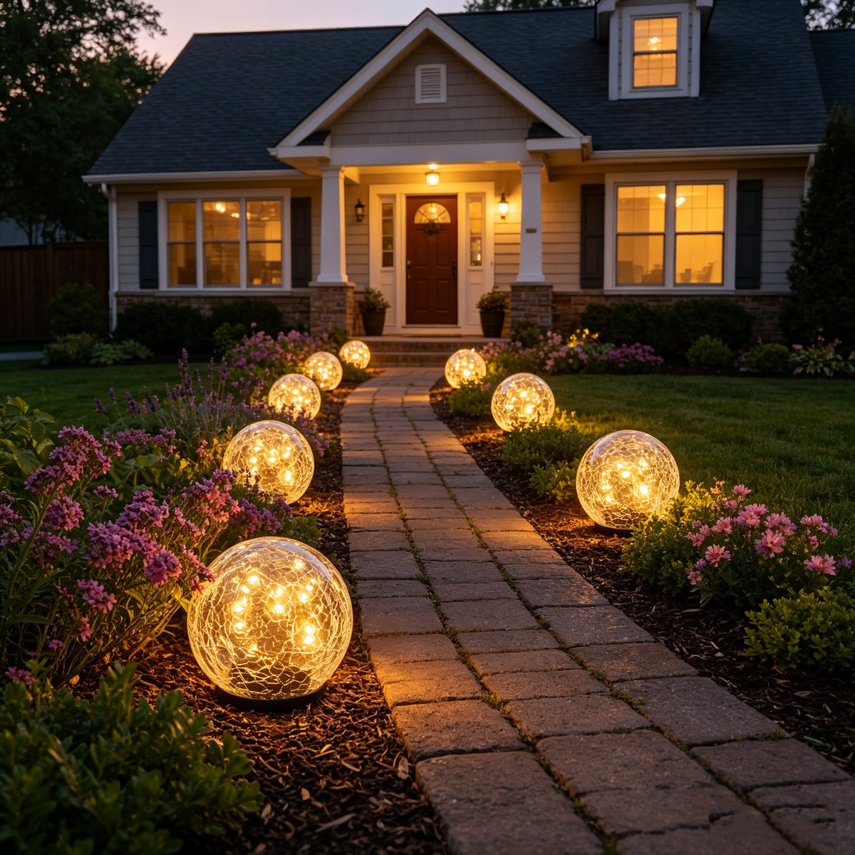 Solar Crackle Glass Globe Garden Light