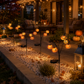 Solar Halloween Pumpkin Garden Stake Light – Warm White Outdoor Jack-O’-Lantern Decor